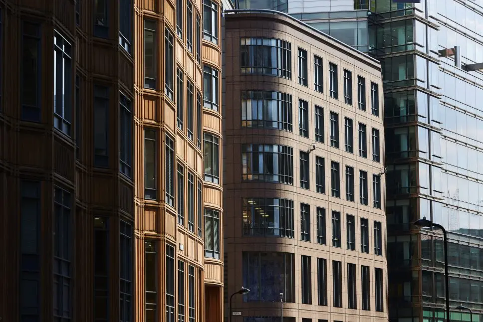 Architectural,Detail,Of,Skyscrapers,Along,The,Redeveloped,Appold,Street,In