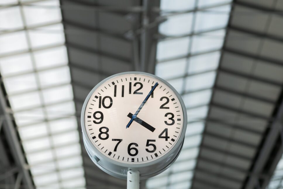 indoor clock in a station